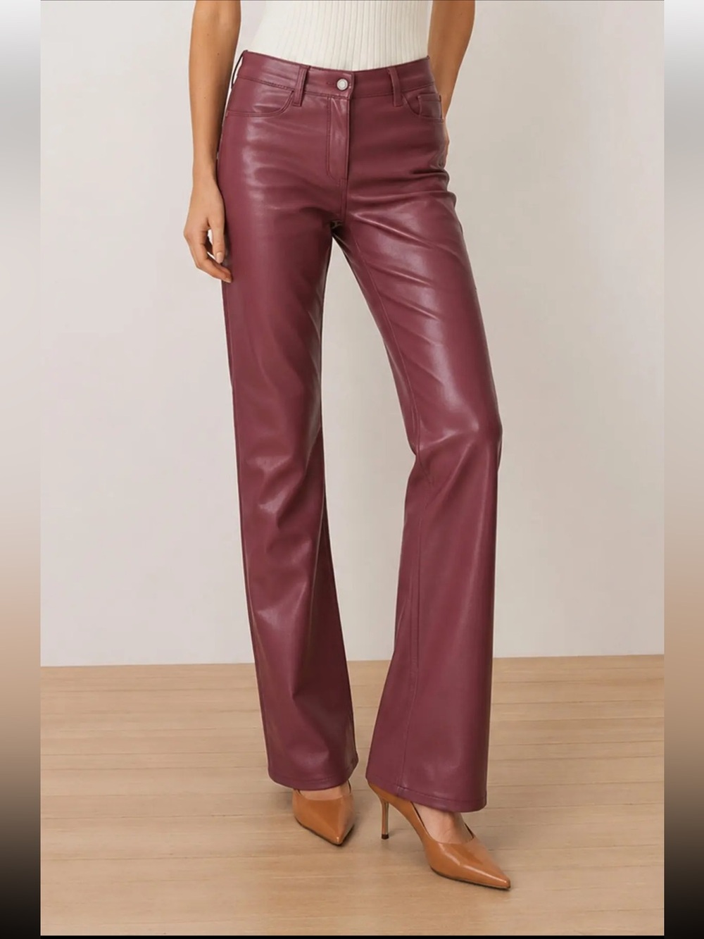 New NWT The Noli Shop coated flare jeans burgundy size 29 P